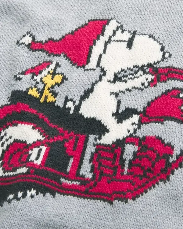 Kastiger Snoopy-Grafik-Pullover Kastiger Snoopy-Grafik-Pullover