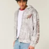 Kastiger Zip-Up-Hoodie mit Florida State University-Grafik und Camouflage-Muster Kastiger Zip-Up-Hoodie mit Florida State University-Grafik und Camouflage-Muster
