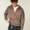 Kastiger Zip-Up-Hoodie mit Longhorns-Grafik der University of Texas at Austin Kastiger Zip-Up-Hoodie mit Longhorns-Grafik der University of Texas at Austin