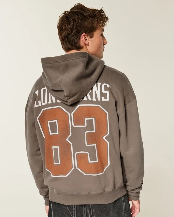 Kastiger Zip-Up-Hoodie mit Longhorns-Grafik der University of Texas at Austin Kastiger Zip-Up-Hoodie mit Longhorns-Grafik der University of Texas at Austin