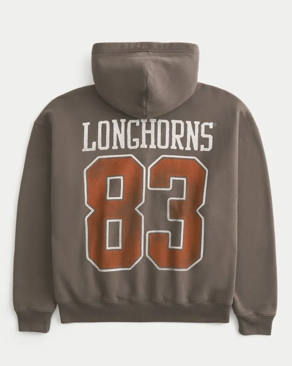 Kastiger Zip-Up-Hoodie mit Longhorns-Grafik der University of Texas at Austin Kastiger Zip-Up-Hoodie mit Longhorns-Grafik der University of Texas at Austin