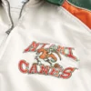 Kunstlederjacke mit Grafik der University of Miami Hurricanes Kunstlederjacke mit Grafik der University of Miami Hurricanes