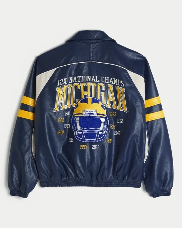 Kunstlederjacke mit Grafik der University of Michigan Wolverines Kunstlederjacke mit Grafik der University of Michigan Wolverines