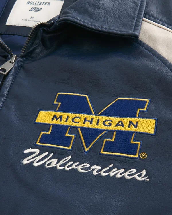 Kunstlederjacke mit Grafik der University of Michigan Wolverines Kunstlederjacke mit Grafik der University of Michigan Wolverines