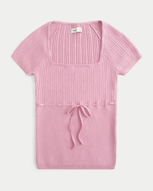 Kurzärmeliger Pullover mit quadratischem Ausschnitt Kurzärmeliger Pullover mit quadratischem Ausschnitt