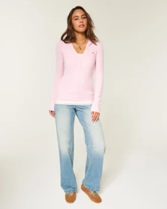 Langärmeliges Henley-Shirt mit Kapuze