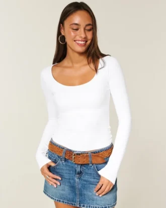 Langärmliges Baby-T-Shirt aus nahtlosem Stoff mit Rundhalsausschnitt