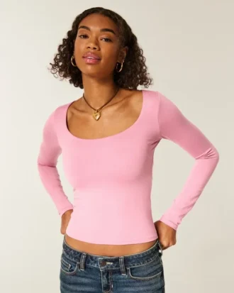 Langärmliges Baby-T-Shirt aus nahtlosem Stoff mit Rundhalsausschnitt Langärmliges Baby-T-Shirt aus nahtlosem Stoff mit Rundhalsausschnitt