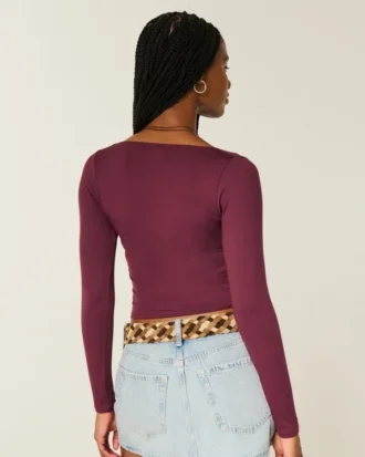 Langärmliges, nahtloses Wickeloberteil Langärmliges, nahtloses Wickeloberteil