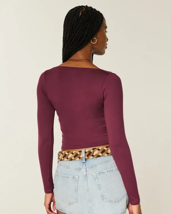 Langärmliges, nahtloses Wickeloberteil Langärmliges, nahtloses Wickeloberteil