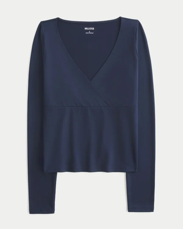 Langärmliges, nahtloses Wickeloberteil Langärmliges, nahtloses Wickeloberteil