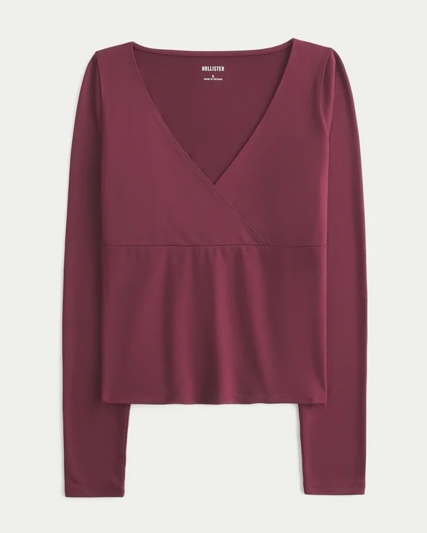 Langärmliges, nahtloses Wickeloberteil Langärmliges, nahtloses Wickeloberteil