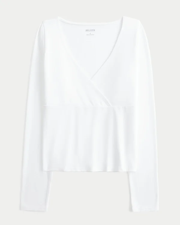 Langärmliges, nahtloses Wickeloberteil Langärmliges, nahtloses Wickeloberteil