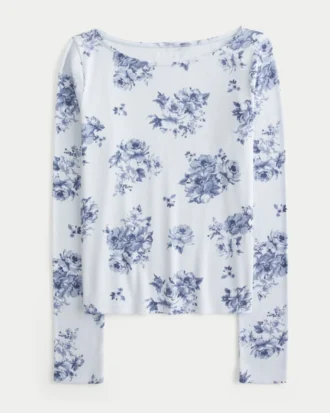 Langärmliges Oberteil mit Schlitzausschnitt