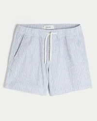 Linen-Blend-Seersucker-Shorts in mittlerer Länge