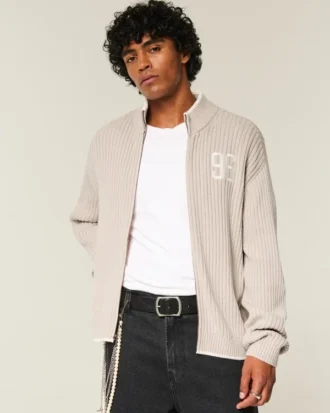 Locker geschnittener Pullover mit Grafikprint und Reißverschluss