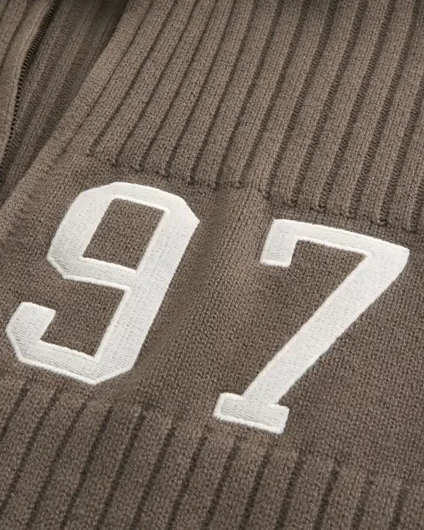 Locker geschnittener Pullover mit Grafikprint und Reißverschluss Locker geschnittener Pullover mit Grafikprint und Reißverschluss