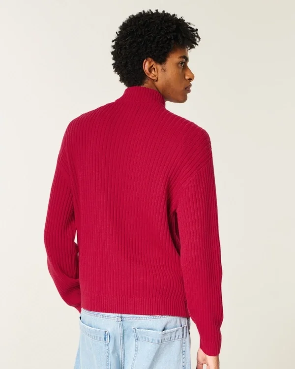 Locker sitzender Sweater mit Reißverschluss und Horseshoe-Grafik Locker sitzender Sweater mit Reißverschluss und Horseshoe-Grafik