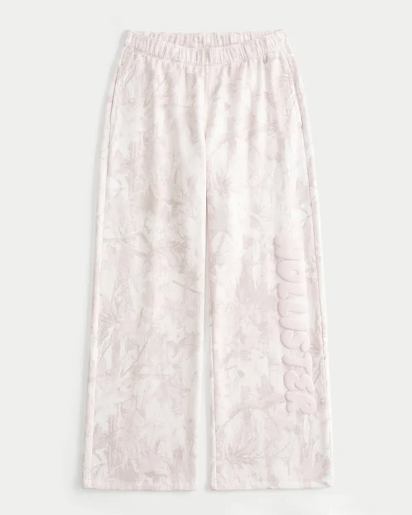 Logo-Grafik Rosa Camouflage-Sweathose mit weitem Bein Logo-Grafik Rosa Camouflage-Sweathose mit weitem Bein