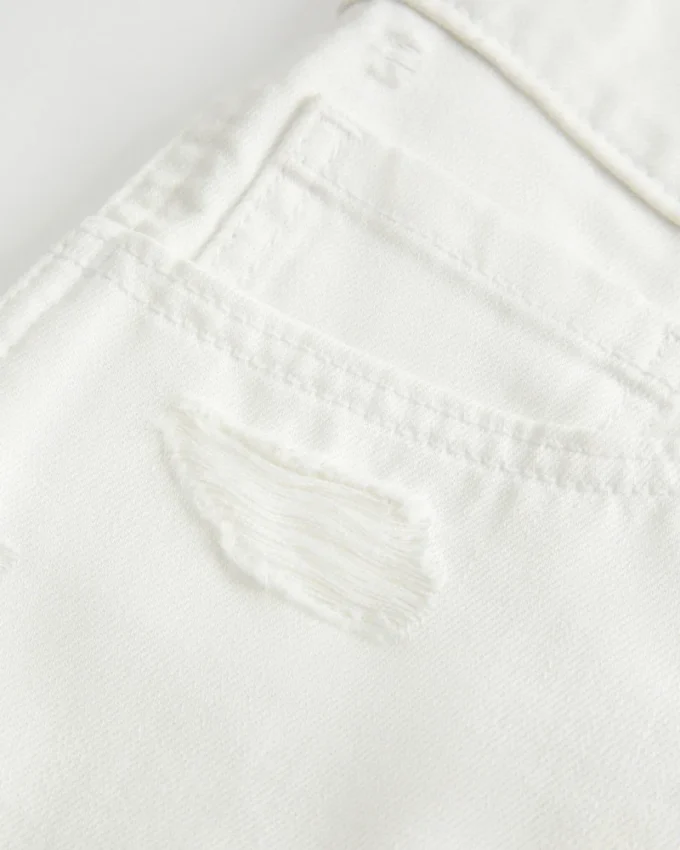 Low-Rise Distressed White Denim Mini Shorts Low-Rise Distressed White Denim Mini Shorts