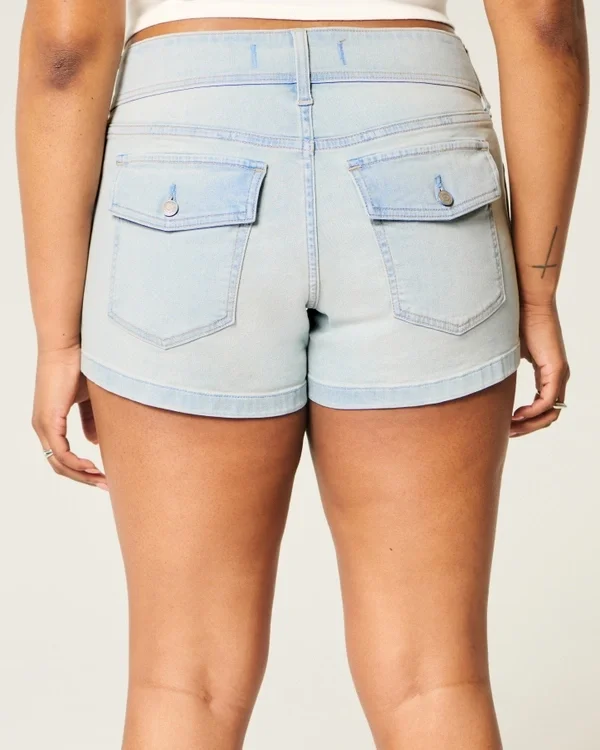 Low-Rise Light Wash Denim Shortie Shorts Low-Rise Light Wash Denim Shortie Shorts