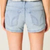 Low-Rise Light Wash Denim Shortie Shorts Low-Rise Light Wash Denim Shortie Shorts