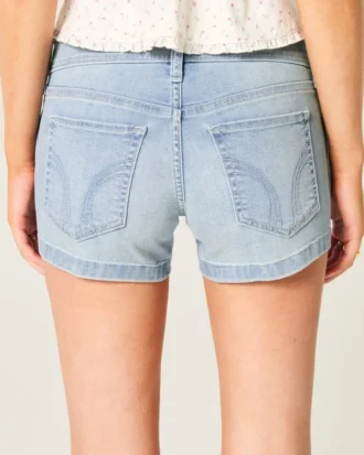 Low-Rise Light Wash Denim Shortie Shorts