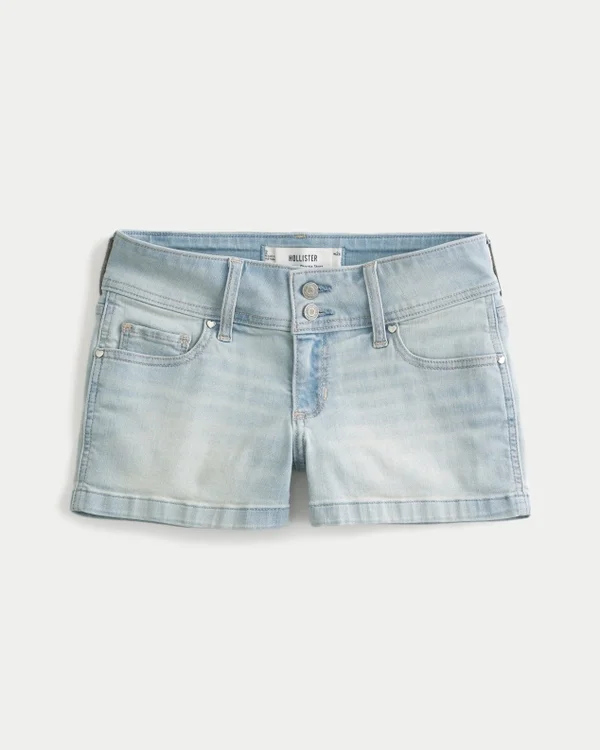 Low-Rise Light Wash Denim Shortie Shorts Low-Rise Light Wash Denim Shortie Shorts
