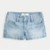 Low-Rise Light Wash Denim Shortie Shorts Low-Rise Light Wash Denim Shortie Shorts