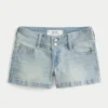 Low-Rise Light Wash Floral Pocket Denim Shortie Shorts Low-Rise Light Wash Floral Pocket Denim Shortie Shorts
