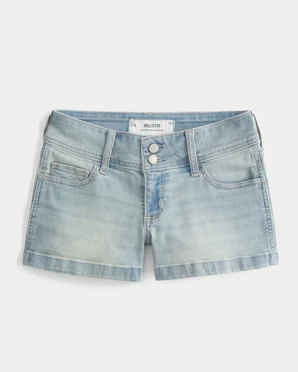 Low-Rise Light Wash Floral Pocket Denim Shortie Shorts Low-Rise Light Wash Floral Pocket Denim Shortie Shorts