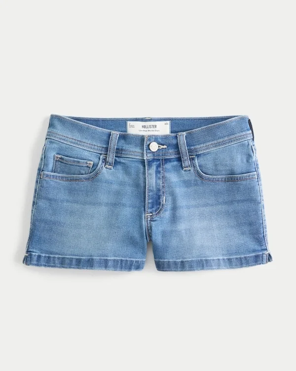 Low-Rise-Shorts aus mittelblauem Denim Low-Rise-Shorts aus mittelblauem Denim
