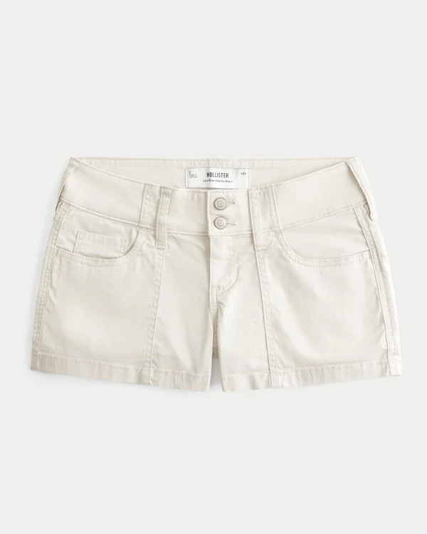 Low-Rise-Shorts aus Popeline mit floraler Rückentasche Low-Rise-Shorts aus Popeline mit floraler Rückentasche