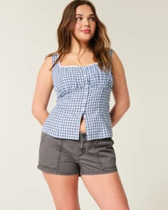 Low-Rise Twill Shortie Shorts