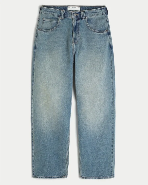 Medium Wash Hollywood Graphic Skater Baggy Jeans Medium Wash Hollywood Graphic Skater Baggy Jeans