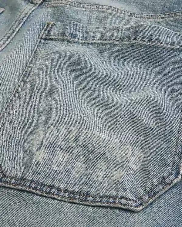 Medium Wash Hollywood Graphic Skater Baggy Jeans Medium Wash Hollywood Graphic Skater Baggy Jeans