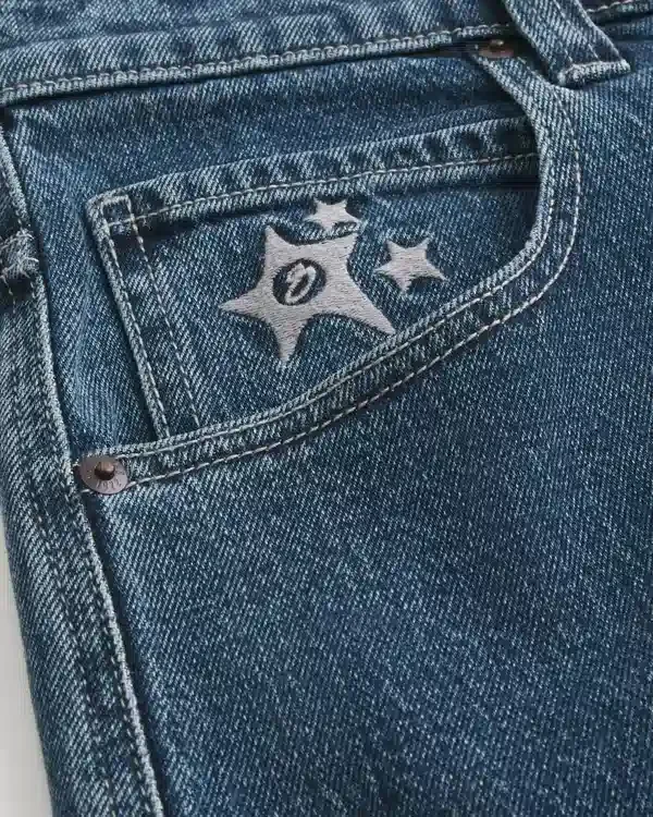 Medium Wash Star Graphic Skater Baggy Jeans Medium Wash Star Graphic Skater Baggy Jeans