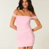 Mesh-Bodycon-Kleid mit schulterfreiem Ausschnitt Mesh-Bodycon-Kleid mit schulterfreiem Ausschnitt