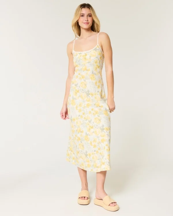 Midi-Kleid aus Leinenmischung mit offenem Rücken Midi-Kleid aus Leinenmischung mit offenem Rücken