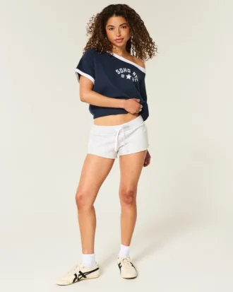 Mini-Shorts aus Fleece mit seitlichen Streifen