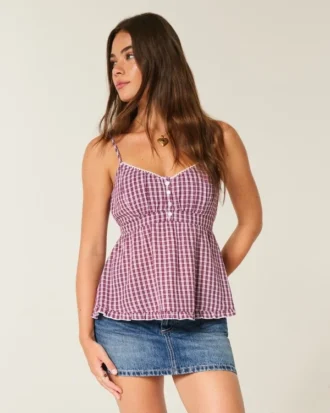 Mini-Skort aus Denim mit niedriger Leibhöhe und Nieten