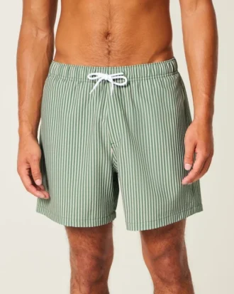 Mittellange Seersucker-Volley-Badeshorts Mittellange Seersucker-Volley-Badeshorts