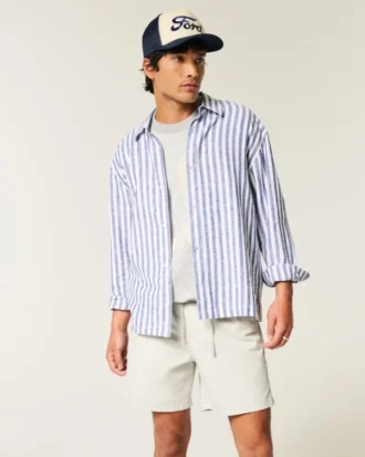 Mittellange Twill-Shorts zum Hineinschlüpfen