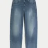 Mittelwaschung Baggy-Jeans mit gesticktem Hai-Motiv Mittelwaschung Baggy-Jeans mit gesticktem Hai-Motiv