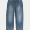 Mittelwaschung Baggy-Jeans mit gesticktem Hai-Motiv Mittelwaschung Baggy-Jeans mit gesticktem Hai-Motiv