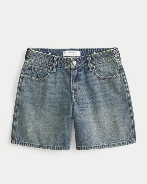 Niedrige Leibhöhe, mittlere Waschung, verstellbarer Bund, baggy Jort Niedrige Leibhöhe, mittlere Waschung, verstellbarer Bund, baggy Jort