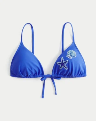 Over-the-Shoulder-Bikini-Oberteil mit Perlenverzierung