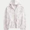 Oversized-Hoodie mit Reißverschluss in Pink-Camouflage