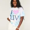 Oversized-T-Shirt mit Tie-Dye-Print und „I Heart UV“-Grafik Oversized-T-Shirt mit Tie-Dye-Print und „I Heart UV“-Grafik