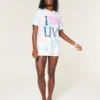 Oversized-T-Shirt mit Tie-Dye-Print und „I Heart UV“-Grafik Oversized-T-Shirt mit Tie-Dye-Print und „I Heart UV“-Grafik